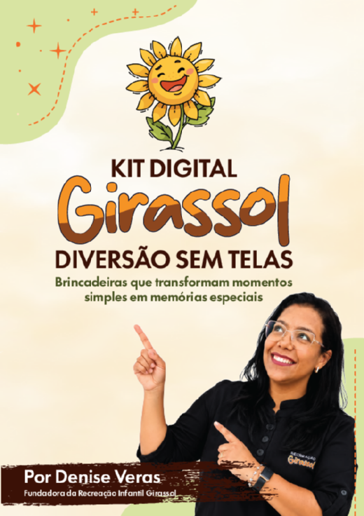 Capa do Kit Digital Girassol — Diversão sem telas, por Denise Veras.